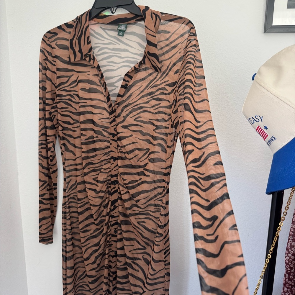 Zebra Print Sherr Long Sleeve Dress